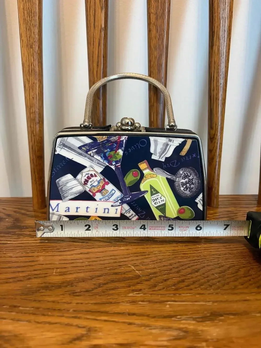 Martini Novelty Cocktail Print Hard Clutch Handbag